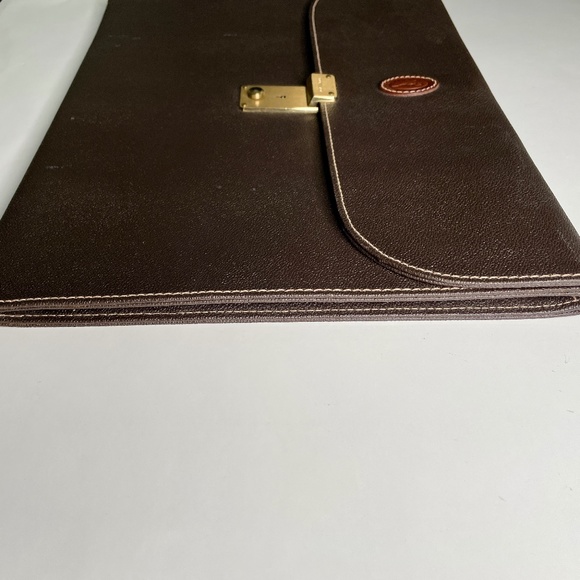 Trussardi Brown Canvas Document Holder Bag Large Case with Lock & Key Vintage - Picture 14 of 16